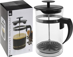 Cafetiere glas koffiezetter 1L transparant met filter