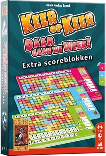 999 Games Keer op Keer Scoreblok 3 stuks Level 5 6 en 7 Dobbelspel 8+