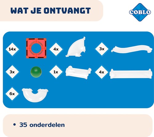 Coblo speelgoed magnetische tegels Classic marblerun / knikkerbaan 35 stuks-2