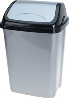 Poubelle swing 10 litres noir gris plastique cuisine bureau
