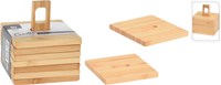 Excellent Houseware bamboe onderzetters set van 6 voor glazen 9x9cm bruin
