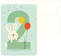 Harlekijn lot de cartes d'anniversaire - Bunny 2 avec enveloppe, 5 pièces