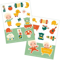 Bora Shop stickerset - Hello Baby - 2 x A6 stickervellen baby