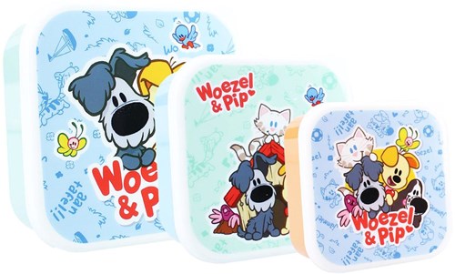Snackbox Woezel en Pip - 3-in-1 lunchbox set voor kinderen snacken