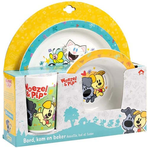 Bambolino Toys kinderservies Woezel & Pip melamine eetset - kleurrijk en duurzaam