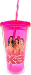 K3 drinkbeker met rietje roze - limonadebeker voor meisjes 300 ml