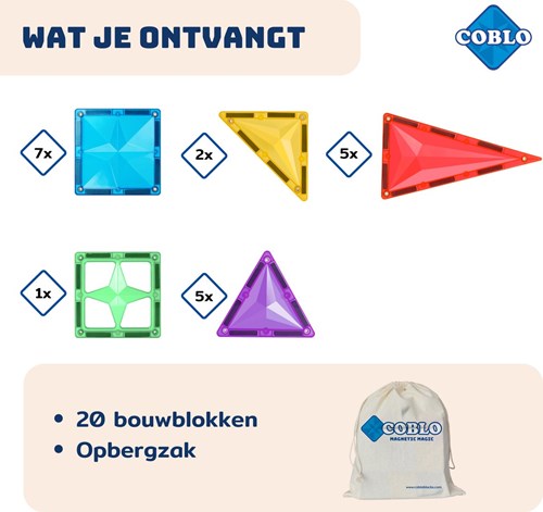Coblo speelgoed magnetische tegels Classic 20 stuks-2
