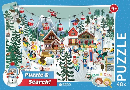 Harlekijn legpuzzel 48 stukjes Cas & Cato Winter karton speelgoed
