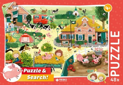 Rebo puzzle ferme 48 pièces - Cas & Cato puzzle animaux carton