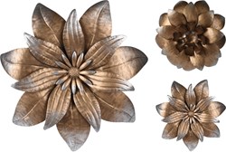 Muurdecoratie bloem brons 35 cm wanddecoratie kunststof goud