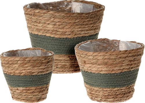 Bloempot speelgoed set 3 stuks donker groen karton educatief