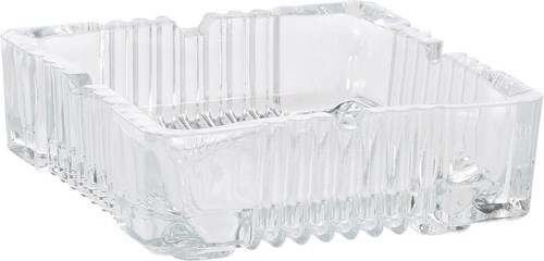 Asbak vierkant glas transparant 10x10cm rookaccessoire