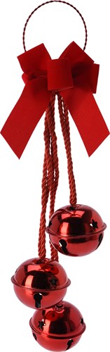 Deurhanger bellen rood kerstdecoratie kunststof 46cm