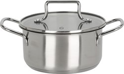 Kookpan speelgoed RVS met glazen deksel - educatief kinderspeelgoed 16cm