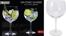 Gin tonicglas set grote bol glazen 650ml transparant - 2 stuks