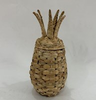 Ananas riet mand decoratie 35cm tropisch fruit bruin