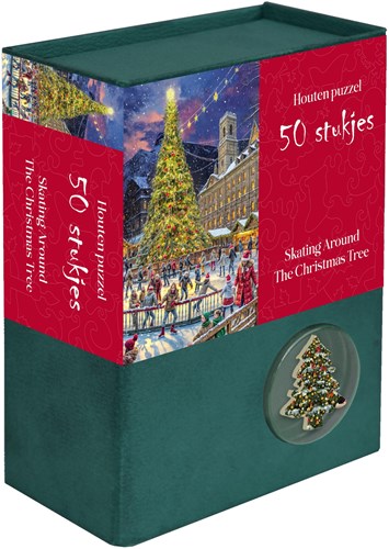 Tucker's Fun Factory puzzle de Noël en bois - patinage autour du sapin 50 pièces