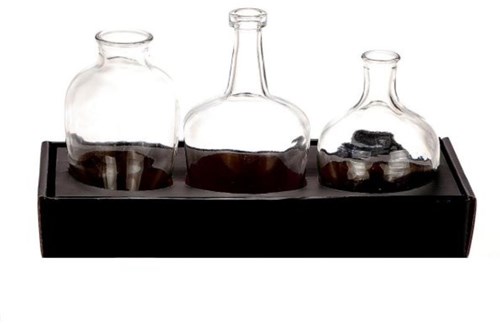HBX natural living vase en verre transparent lot de 3 décoration fleurs