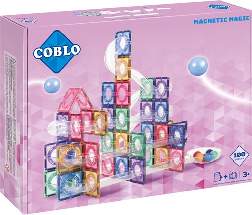 Coblo speelgoed magnetische tegels pastel marblerun / knikkerbaan 100 stuks