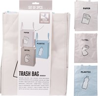 Afvalzak recycle set 3 stuks - stevige opbergzakken voor afvalscheiding