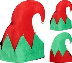 Elfenmuts met bellen 32cm - feestelijke kerstmuts voor kinderen