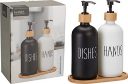 HH - Koopman ensemble distributeur de savon en verre 2x500ml avec dessous noir
