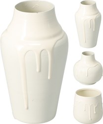 HH - Koopman vase jouet effet glaçure drip 10-15cm blanc décoratif