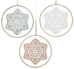 Decoris hanger katoen decoratie Ø24cm met bamboe frame variërend