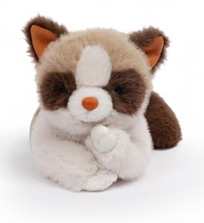 One Love knuffel kat - zachte caramel bruine en crème pluche knuffel