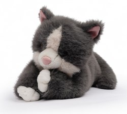 One Love knuffel kat Scout grijs en wit - zachte pluche speelgoed
