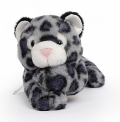One Love knuffel sneeuwluipaard - zachte pluche speelgoed zwart grijs