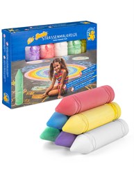 Pustefix stoepkrijt jumbo 6 kleuren - extra groot creatief speelgoed