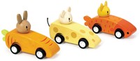 Mentari houten racewagens dierenvrienden speelgoedauto's 3 stuks-3