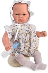 Asi babypop Oli 30cm - pop met gebloemd pakje rood