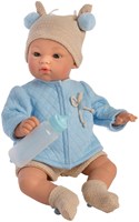Asi babypop Koke 36cm - pop blauw beige Scandinavische kleding