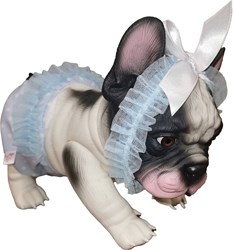 Asi babypop Lily Bulldog 32cm - pop speelgoed wit blauw kleding