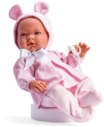 Asi babypop Maria 43cm - pop met roze kleding en schattige oortjes