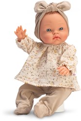Asi babypop Alex 36cm - pop met beige kleding en zacht lijfje