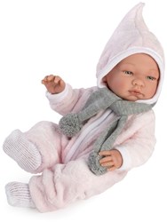 Asi babypop Maria 43cm - winter jumpsuit roze - poppen speelgoed