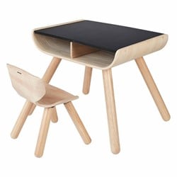 PlanToys Houten Speelgoed Tafel & Stoel - Zwart