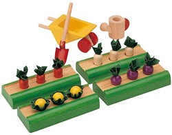 Plan Toys houten poppenhuis accessoire groentetuin.