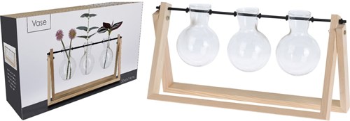 Set de décoration vase vases en verre dans cadre en bois pour plantes