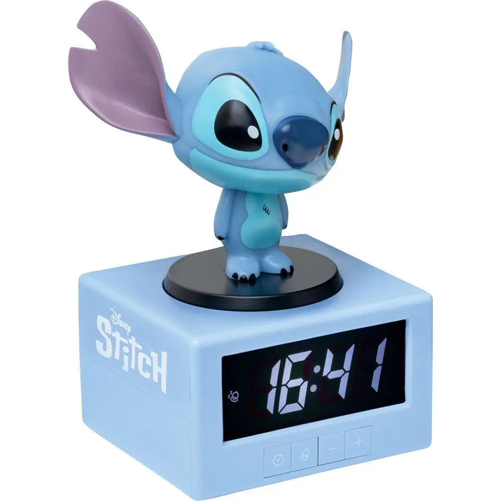 Disney wekker Stitch blauw digitaal met nachtlampje en alarm