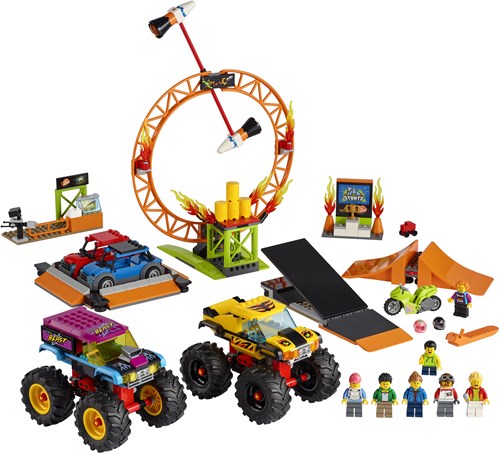 LEGO City stuntshow arena bouwset - stuntmotor en monstertrucks-3