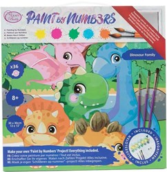 Craft Buddy peinture par numéros famille dinosaures 30x30cm set acrylique