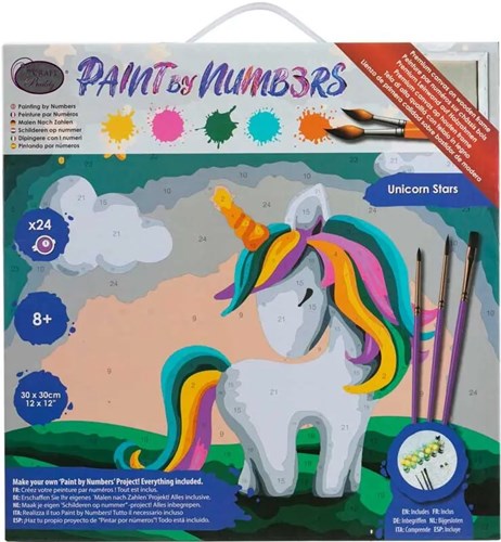 Craft Buddy schilderen op nummer unicorn sterren 30x30cm acryl set