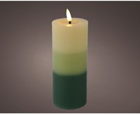 Lumineo LED kaars met vlameffect en kleurverloop groen 15cm timer