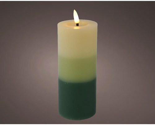 Lumineo LED kaars met vlameffect en kleurverloop groen 15cm timer