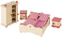 Goki poppenhuis slaapkamer houten meubeltjes set klassiek-2