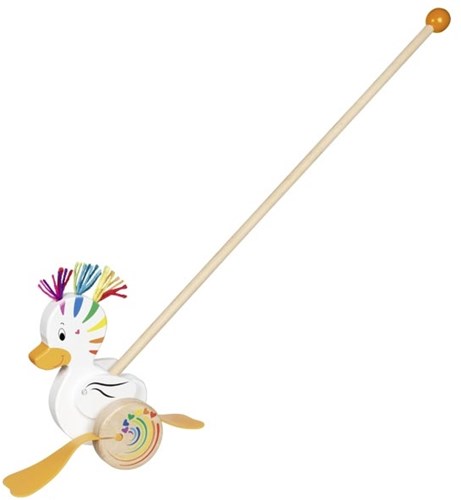 Goki canard à pousser en bois - jouet coloré pour tout-petits-2